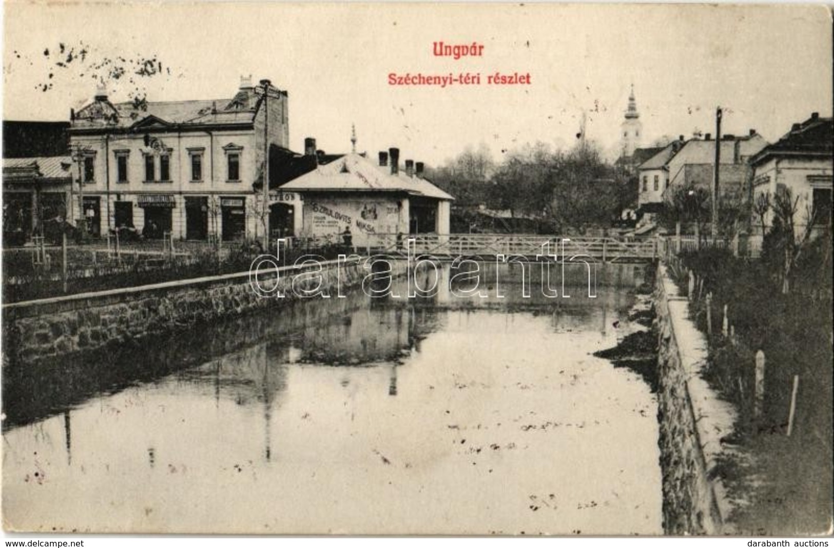 * T2 1910 Ungvár, Uzshorod, Uzhorod;  Széchenyi Tér, Őrdarmai Gőzmalom Liszt Főraktára, Szász Sámuel, Szrulovits Miksa ü - Zonder Classificatie