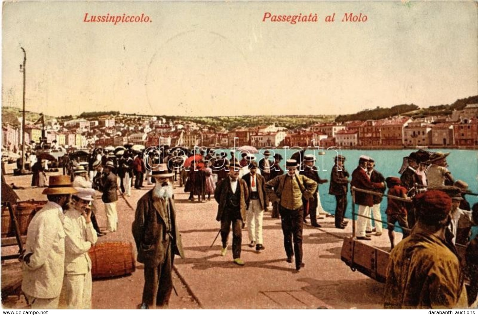 T2/T3 1909 Mali Losinj, Lussinpiccolo; Passegiata Al Molo / Promenade At The Port (fl) - Ohne Zuordnung