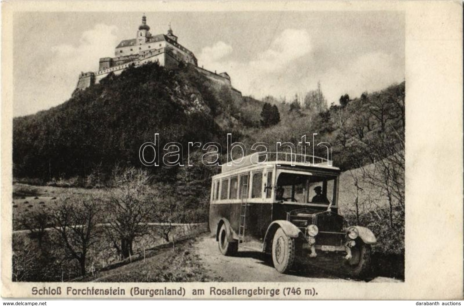 ** T2 Fraknó, Forchtenstein; Rozália Hegység Autóbusszal, Vár / Rosaliengebirge, Burg / Castle With Autobus - Non Classificati