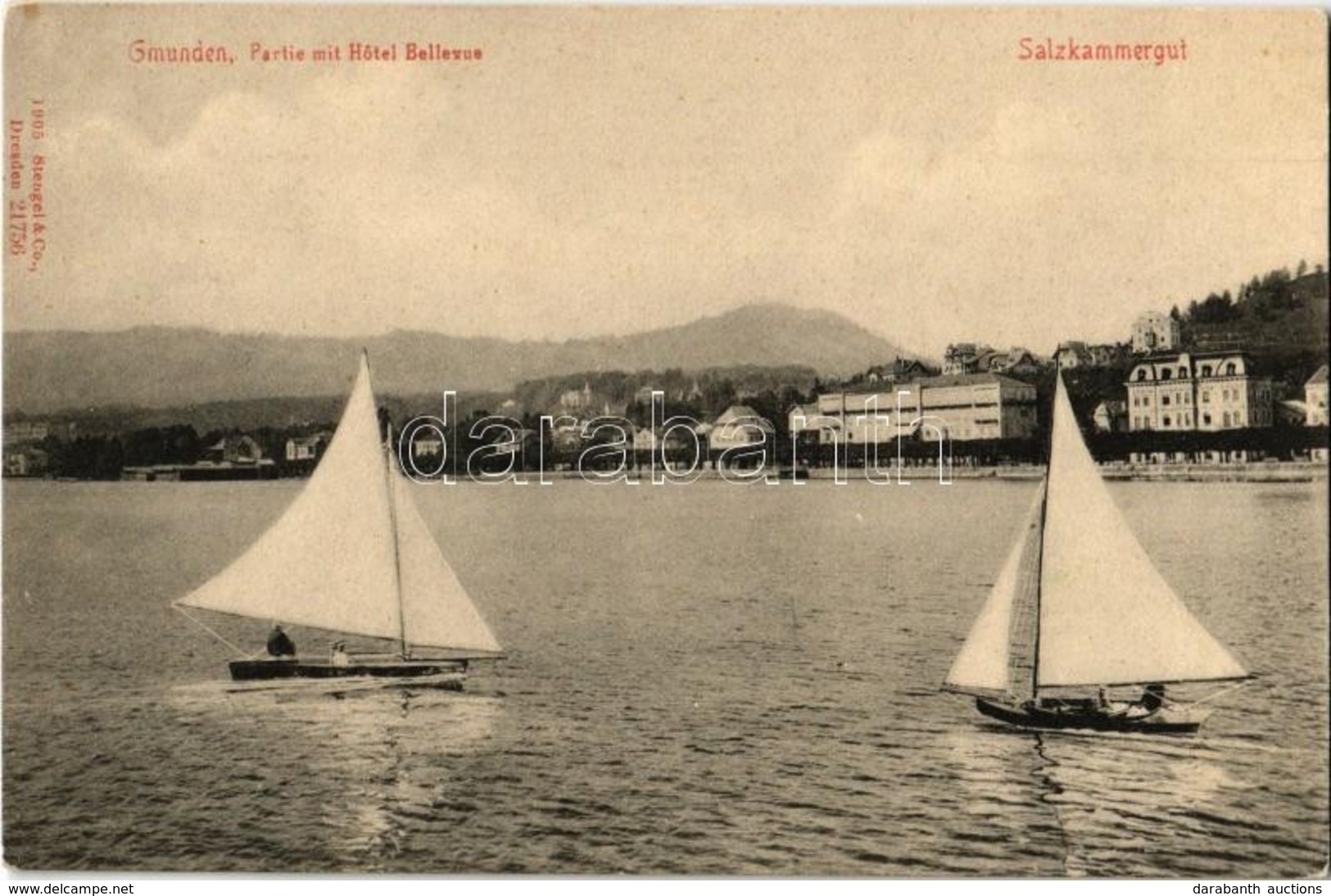 ** T2 Gmunden, Salzkammergut, Partie Mit Hotel Bellevue / Lake, Sailboats, Hotel - Zonder Classificatie