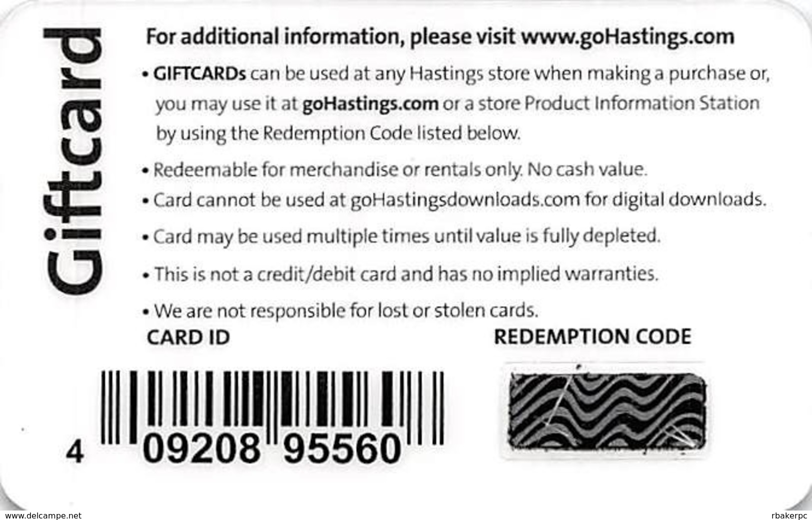 Hastings Gift Card - Christmas - Other & Unclassified