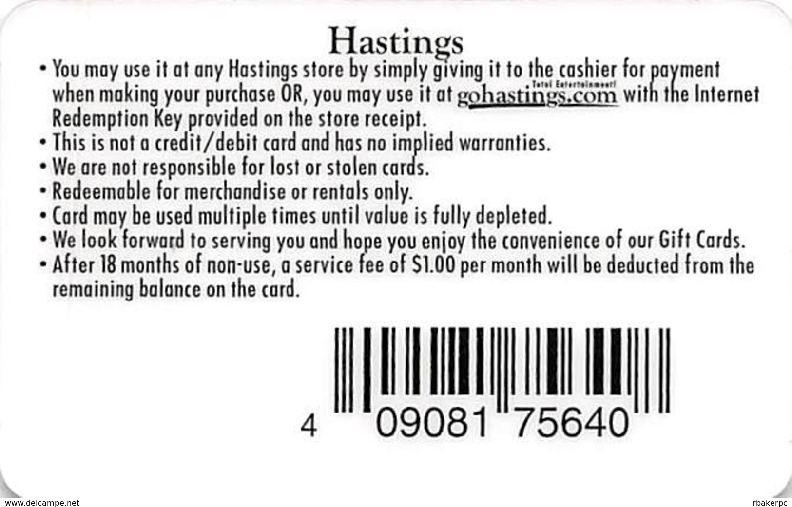 Hastings Gift Card - Disney - Other & Unclassified