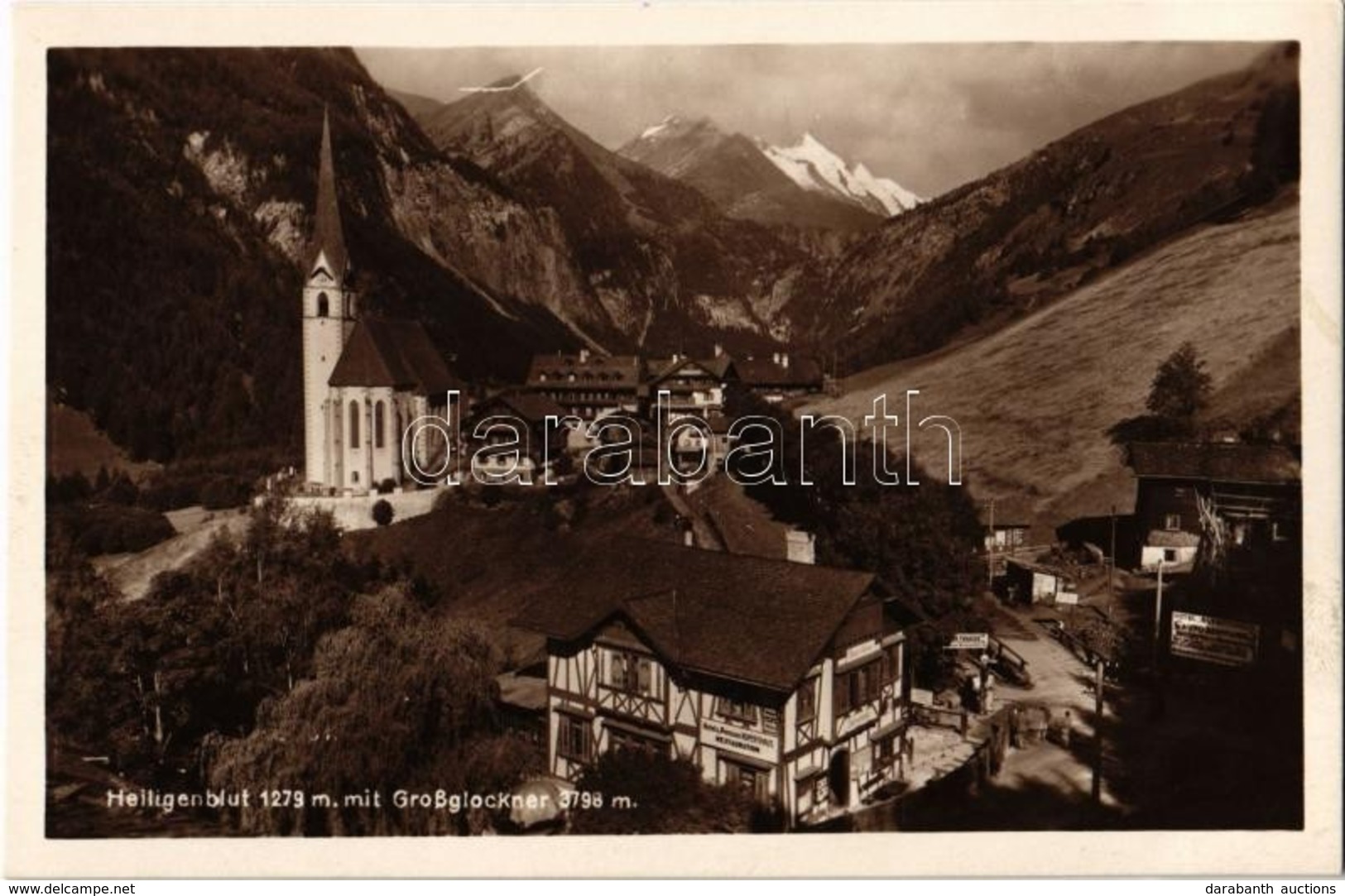 * T1/T2 Heiligenblut, Grossglockner / Town, Church, Mountain + 'Hotel Pension Post Heiligenblut' Cancellation - Non Classificati