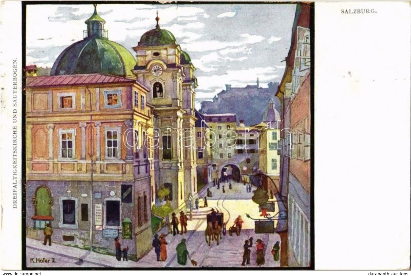 T2/T3 1915 Salzburg, Dreifaltigkeitskirche Und Sauterbogen / Church, Passageway, Künstlerpostkarte 'Kollektion Kerber' N - Ohne Zuordnung