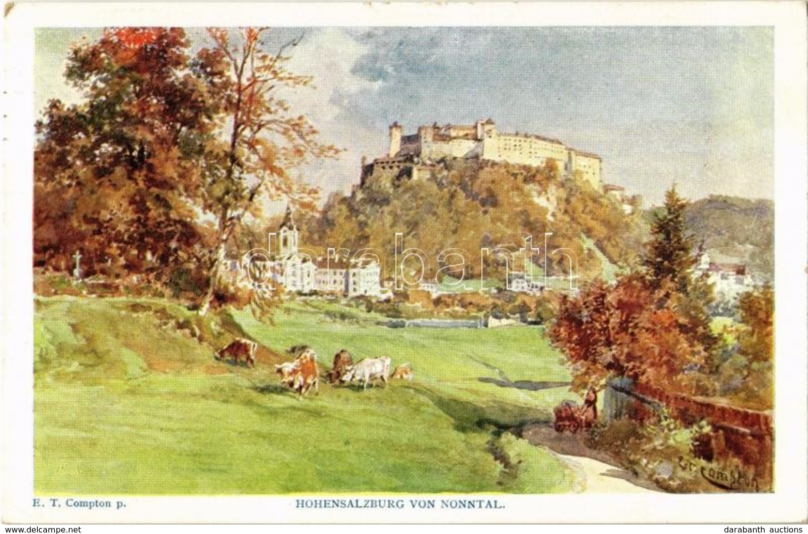 T2 1915 Salzburg, Hohensalzburg Von Nonntal / Castle, Valley, Künstlerpostkarte 'Kollektion Kerber' Nr. 42. S: E. T. Com - Ohne Zuordnung