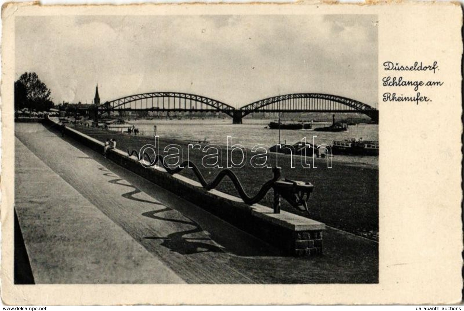 T3 1935 Düsseldorf, Schlange Am Rheinufer / River Bank, Statue (slightly Damaged Edge) - Non Classificati