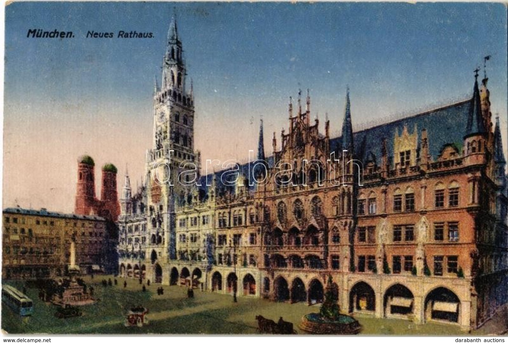 T2 1917 München, Munich; Neues Rathaus / Town Hall, Tram, Automobiles - Ohne Zuordnung