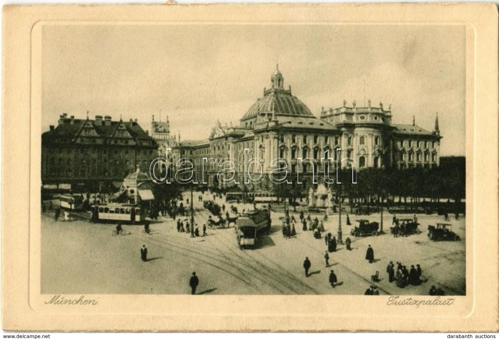 ** T2/T3 München, Munich; Justizpalast / Palace Of Justice, Trams, Automobiles (worn Edges) - Unclassified