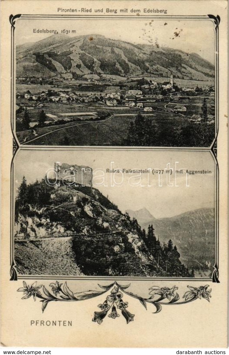 T2 1911 Pfronten, Prfonten-Ried Und Berg Mit Dem Edelsberg, Ruine Falkenstein Mit Aggenstein / Mountains And Castle Ruin - Ohne Zuordnung