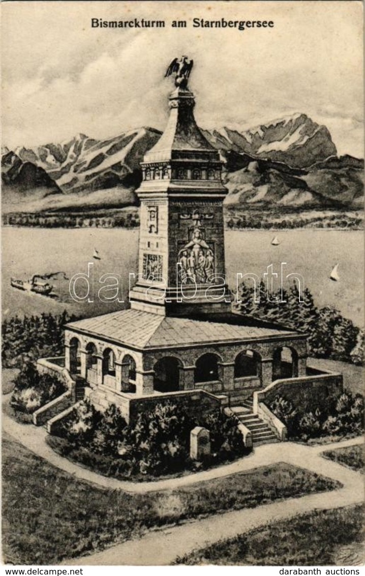 T2 1925 Starnberg, Bismarckturm Am Starnbergersee / Lake, Monument + 'Bismarck-Denkmal Am Starnberger-See' Cancellation - Ohne Zuordnung