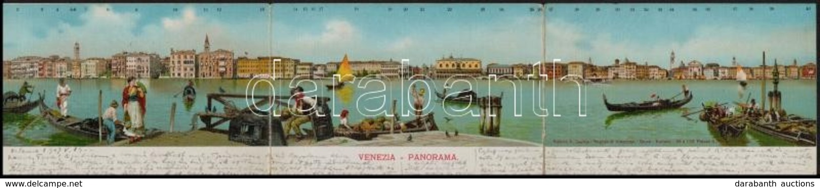 * T2/T3 1907 Venice, Venezia; 3-tiled Folding Litho Panoramacard (Rb) - Ohne Zuordnung