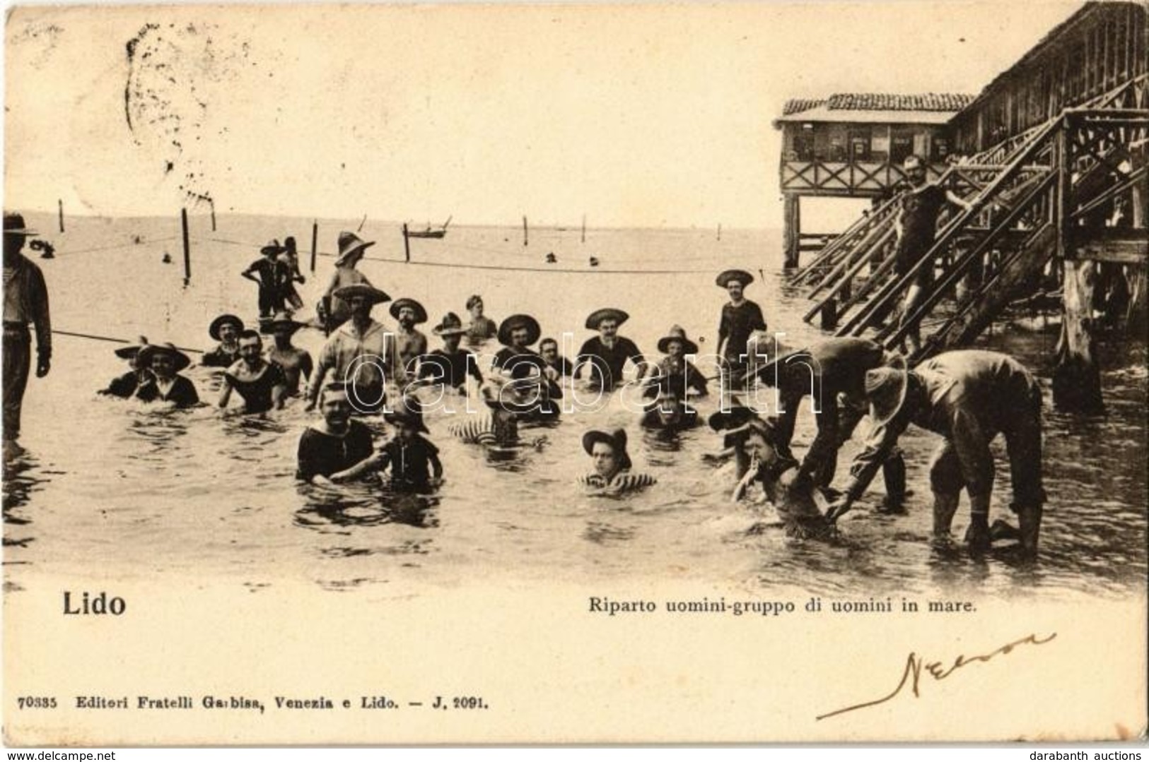 T2/T3 Venezia, Venice; Lido, Riparto Uomini-gruppo Di Uomini In Mare / Beach, Men Bath (EK) - Non Classificati