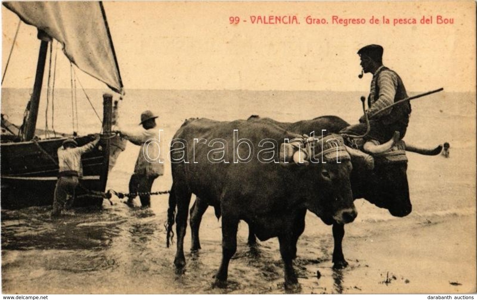 ** T2 Valencia, Grao. Regreso De La Pesca Del Bou / Fishermen Returning From The Fishing, Oxen, Folklore - Ohne Zuordnung