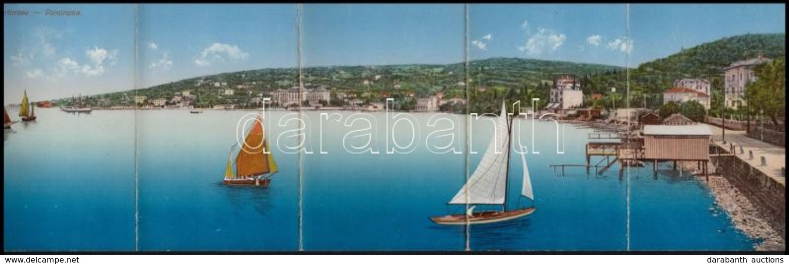 ** T2/T3 Portoroz, Portorose; Port And Sailing Ships. 5-tiled Folding Panoramacard - Non Classificati