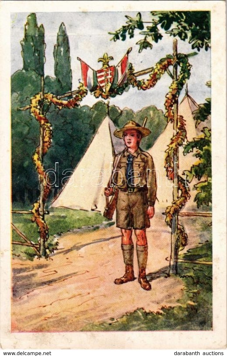 ** T2/T3 Őrségen. Rigler József Ede Cserkész Művészlap 8002. / Hungarian Scout Art Postcard - Ohne Zuordnung