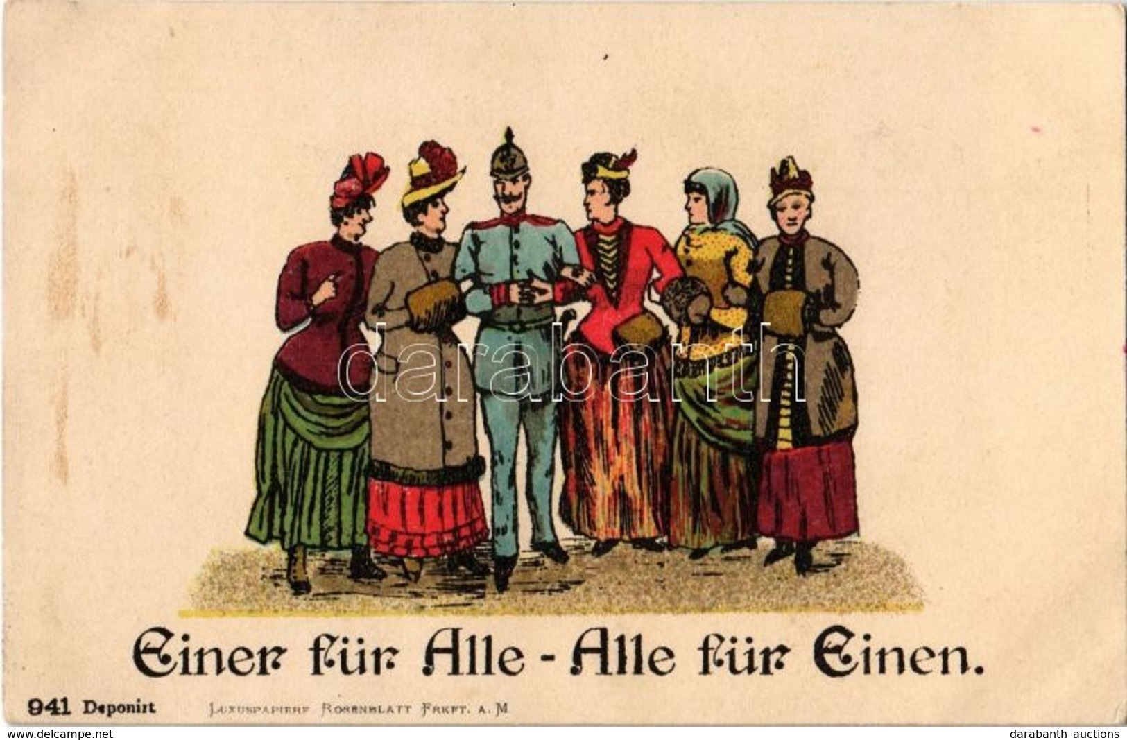 ** 4 Db Régi Német Humoros Motívumlap / 4 Pre-1945 German Humor Motive Cards - Zonder Classificatie