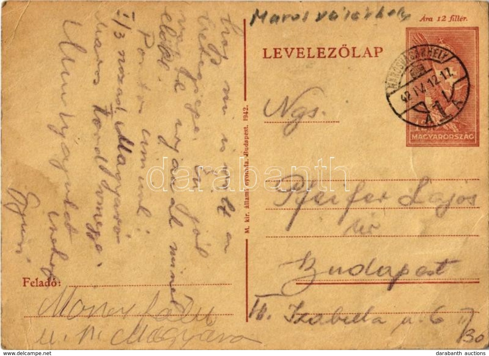 T3 1942 Pfeifer György Zsidó I/3. KMSZ (közérdekű Munkaszolgálatos) Levele édesapjának Pfeifer Lajosnak A Munkatáborból  - Zonder Classificatie