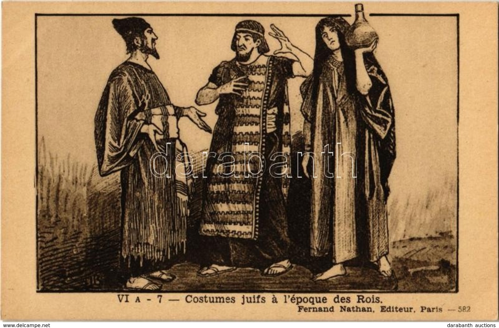 ** T1 Costumes Juifs A L'époque Des Rois / Jewish Costumes At The Time Of The Kings, Judaica Art Postcard. Fernand Natha - Non Classificati