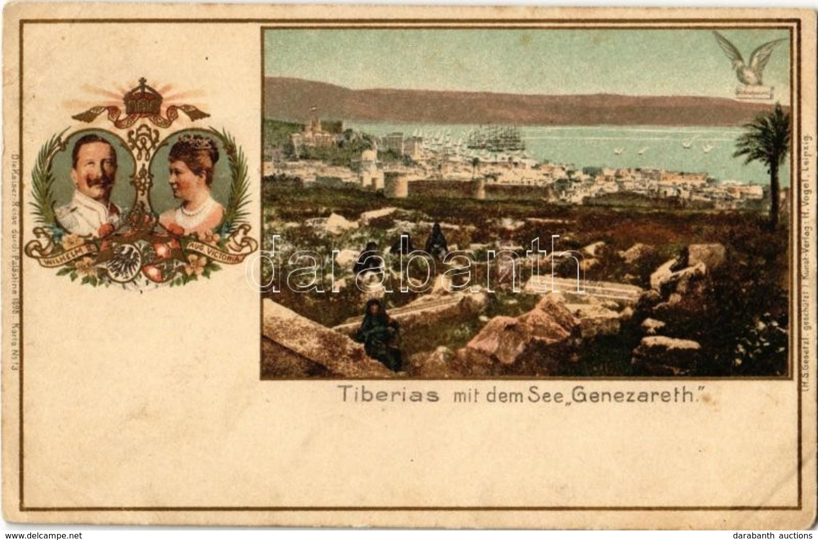 ** T2/T3 Tiberias Mit Dem See Genezareth. Die Kaiser-Reise Durch Palästine 1898. Karte No. 13. Kunstverlag H. Vogel / Wi - Ohne Zuordnung