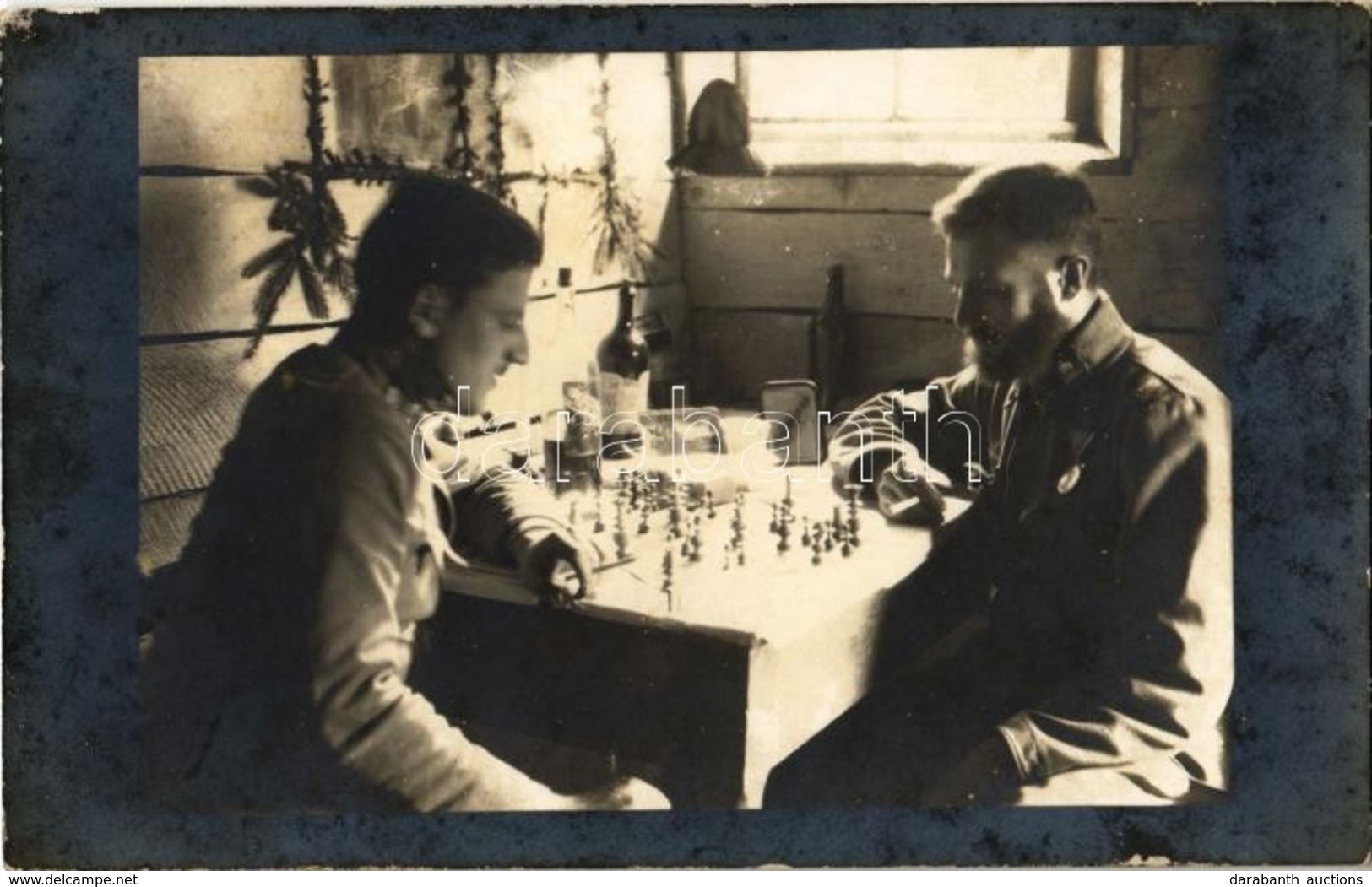 ** T2 1915 Osztrák-magyar Katonák Sakkoznak / WWI K.u.k. (Austro-Hungarian) Soldiers Playing Chess. Photo - Non Classificati