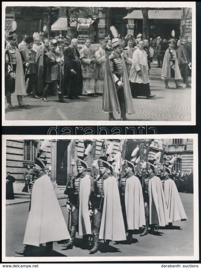 ** 2 Db RÉGI Magyar Képeslap: Szent Korona Őrség és Szent Jobb Körmenet Budapesten / 2 Pre-1945 Hungarian Postcards From - Unclassified