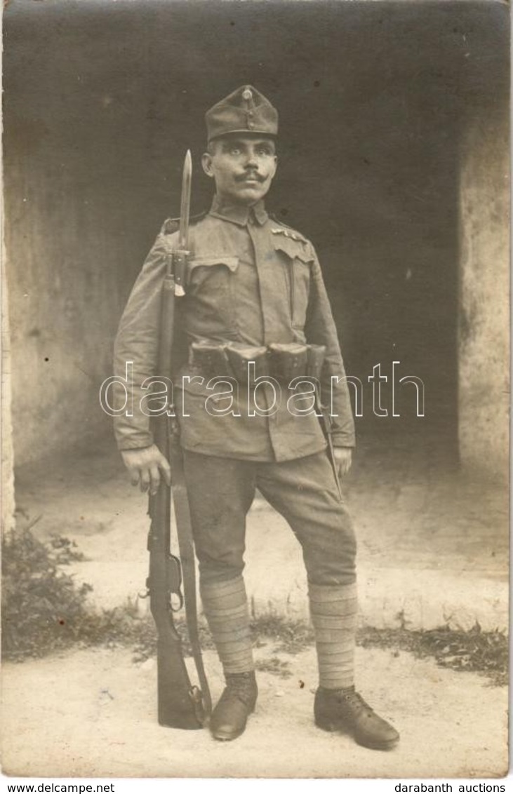 * T2 1918 Jászapáti, Molnár Menyhért Katona Teljes Felszerelésben / WWI Hungarian Soldier. Photo - Zonder Classificatie