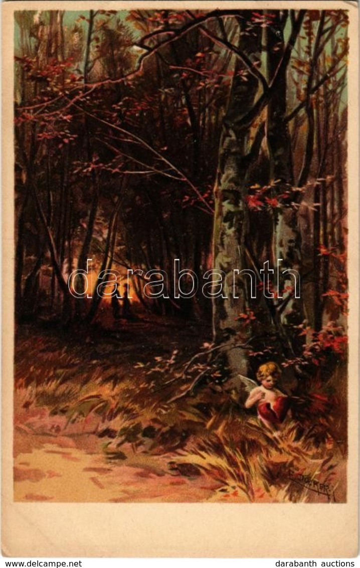 ** T2/T3 Love Art Postcard With Cupido. Rafael Neuber S. 57. Litho S: E. Döcker - Ohne Zuordnung