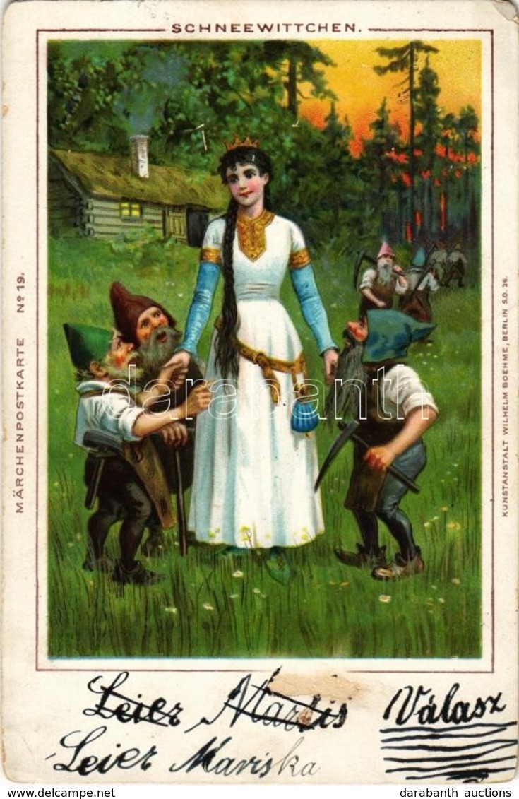 T2/T3 1899 Schneewittchen. Märchenpostkarte No. 19. Kunstanstalt Wilhelm Boehme / Snow White And The Seven Dwarfs, Litho - Ohne Zuordnung