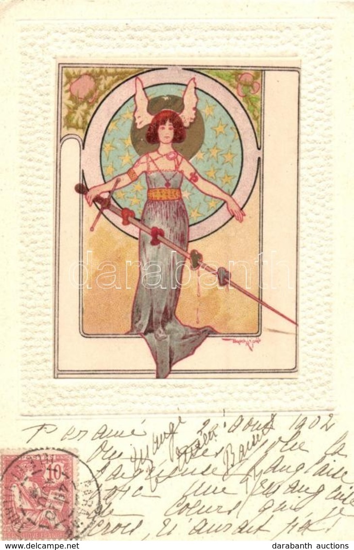 T2/T3 Art Nouveau Postcard, Unknown Publisher S: Basch Árpád (EK) - Zonder Classificatie