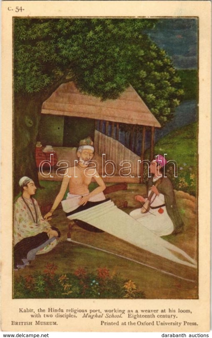 ** T1 Kabir, The Hindu Religious Poet, Working As A Weaver At His Loom, With Two Disciples. Mughal School, Eighteenth Ce - Zonder Classificatie