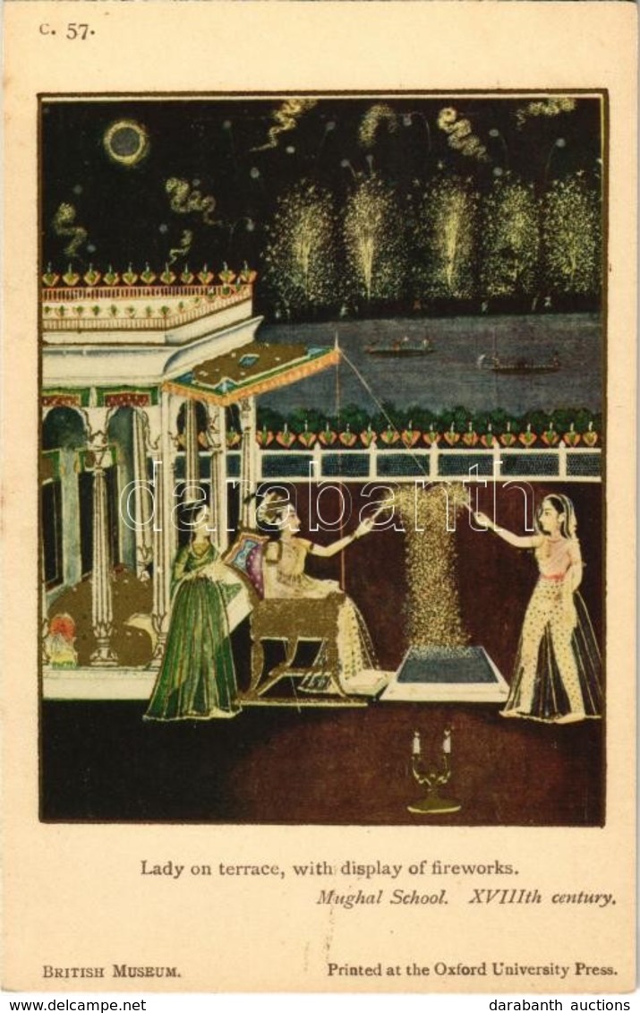 ** T1 Lady On Terrace, With Display Of Fireworks. Mughal School, Eighteenth Century. British Museum, Printed At The Oxfo - Zonder Classificatie