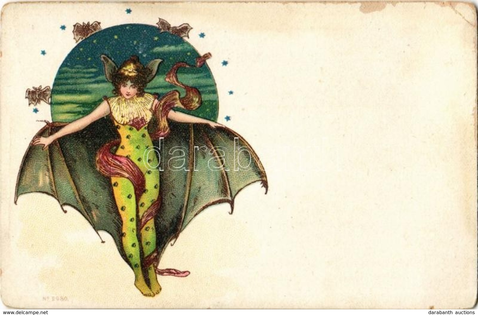 ** T2/T3 Bat Lady. Art Nouveau. No. 2980. Litho  (EK) - Ohne Zuordnung