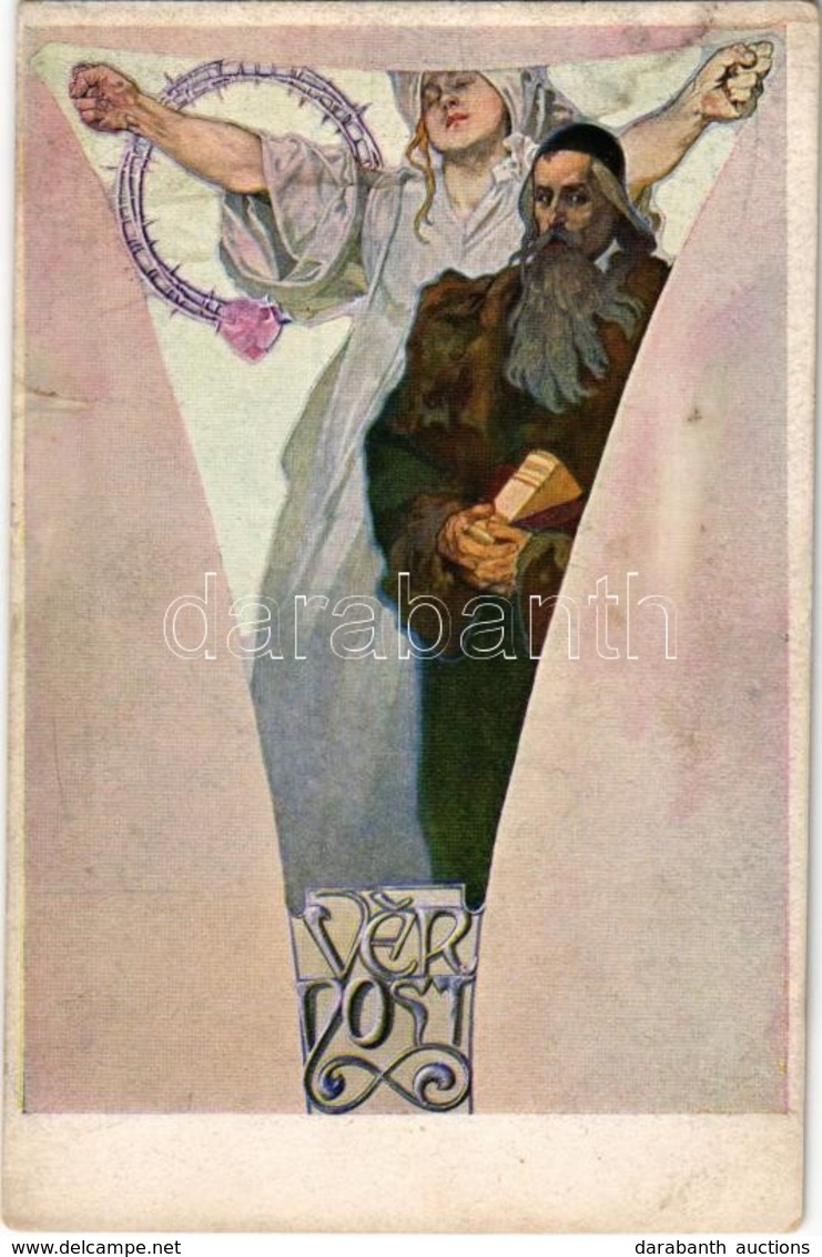 ** T2/T3 Vernost (J.A. Komensky) / Fidelity. Czech Art Nouveau Postcard S: A.M. Mucha (fl) - Ohne Zuordnung