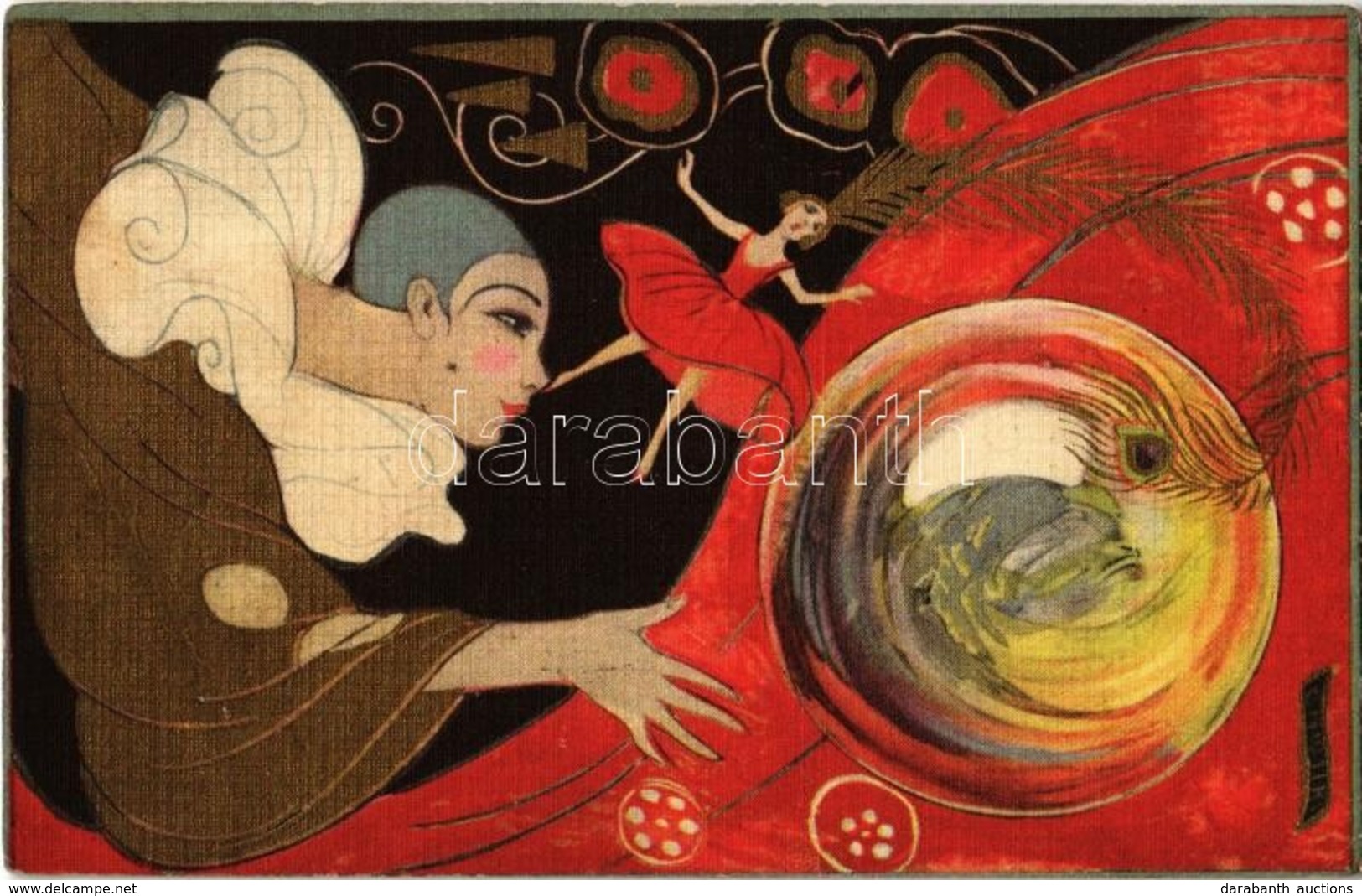 T2 1929 Italian Art Nouveau Postcard With Clown. Ballerini & Fratini 244. S: Chiostri - Ohne Zuordnung