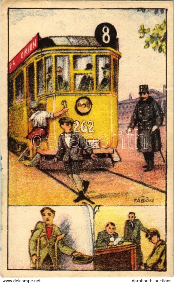 T2/T3 Rendőri Gyermekbíróság Segélyalap Propagandalapja, 8-as Villamos / Hungarian Charity Propaganda Card Against Juven - Zonder Classificatie