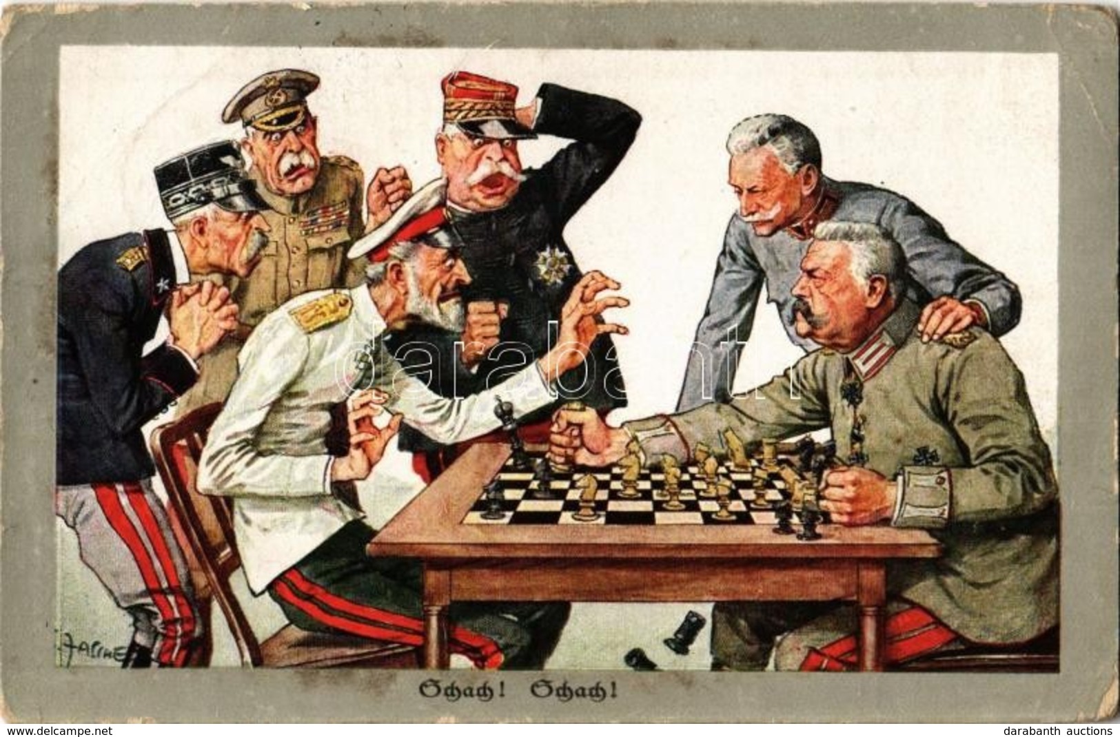 T2/T3 1916 Schach! Schach! / Hindenburg And Conrad Von Hötzendorf Playing Chess, WWI German Propaganda. M. Munk Wien Nr. - Zonder Classificatie