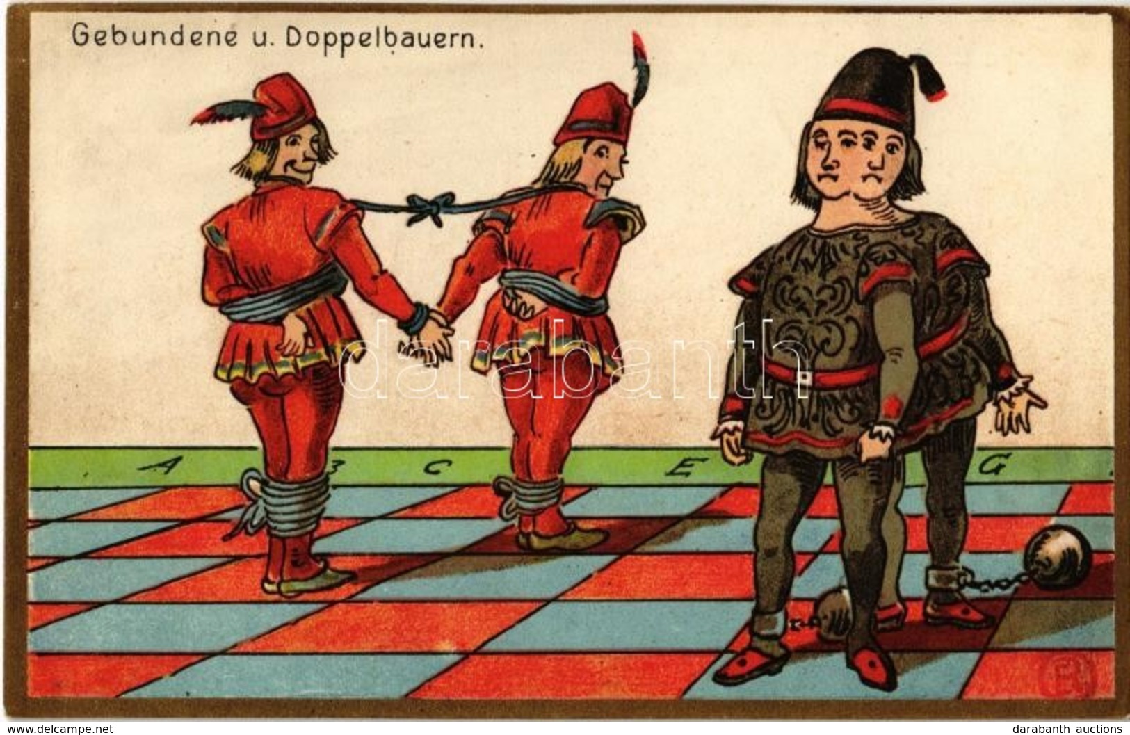 ** T2 Gebundene Und Doppelbauern. Verlag Robert Schmidt, Schicks Hofbuchhandlung / Chess Art Postcard - Ohne Zuordnung