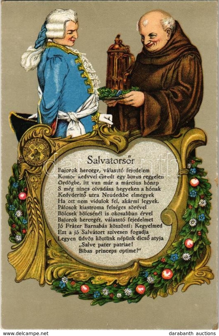 ** T1 Salvator Sör / German Beer Advertisement. Art Nouveau, Floral, Litho - Ohne Zuordnung