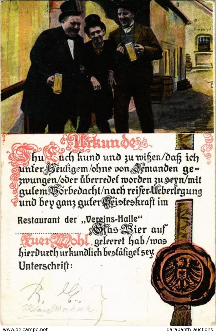 T2 1908 Urkunde. Niem's Postkarten-Verlag Serie 339. /  Humorous Beer Postard With Drunk Men - Zonder Classificatie