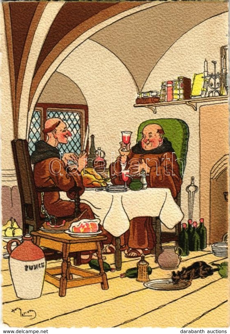** T2 Monks Drinking Beer / French Beer Humour S: Harry Eliott - Zonder Classificatie
