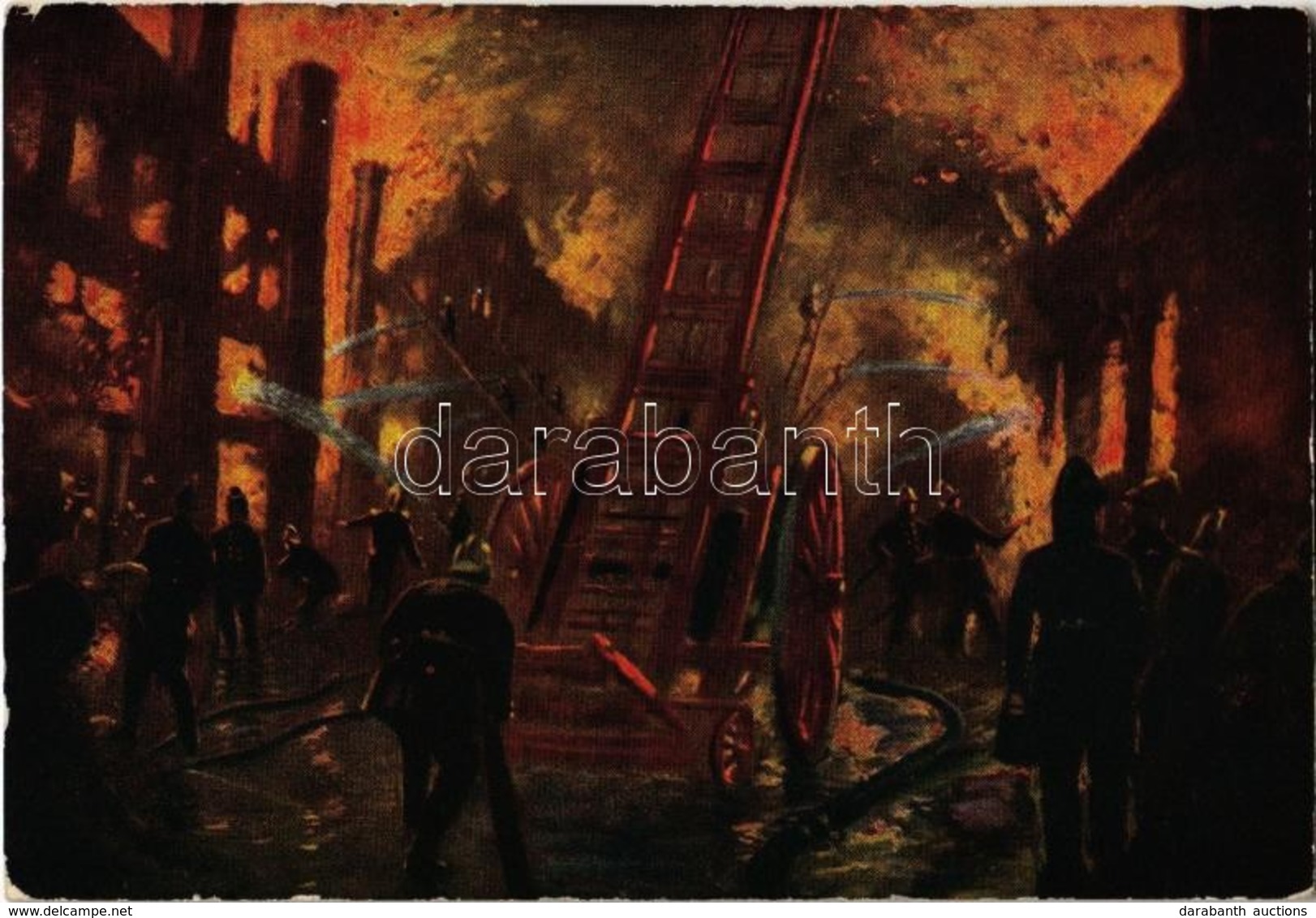 ** T2/T3 British Firefighter Art Postcard (EK) - Unclassified