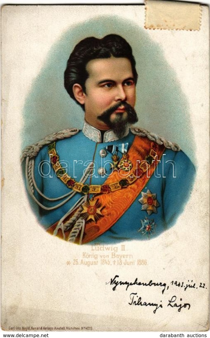 ** T2/T3 Ludwig II. König Von Bayern / Ludwig II Of Bavaria, Obituary Postcard. Carl Otto Hayd No. 4275. Litho  (EB) - Ohne Zuordnung