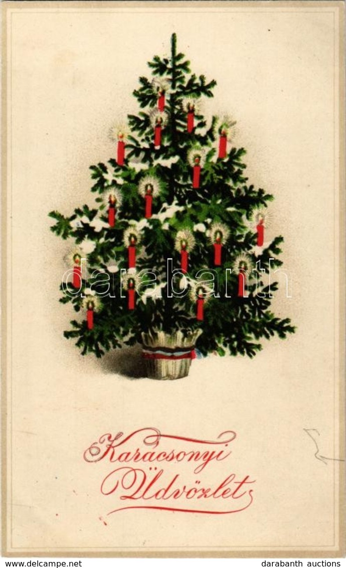 * T2 Karácsonyi üdvözlet / Christmas Greeting Art Postcard. Christmas Tree, Litho - Ohne Zuordnung