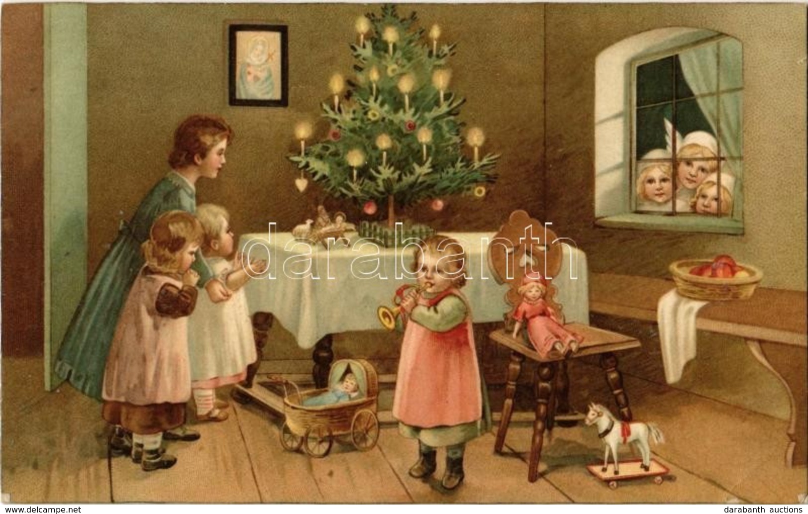 ** T2/T3 Children Christmas Greeting Art Postcard.  Litho (EK) - Non Classificati