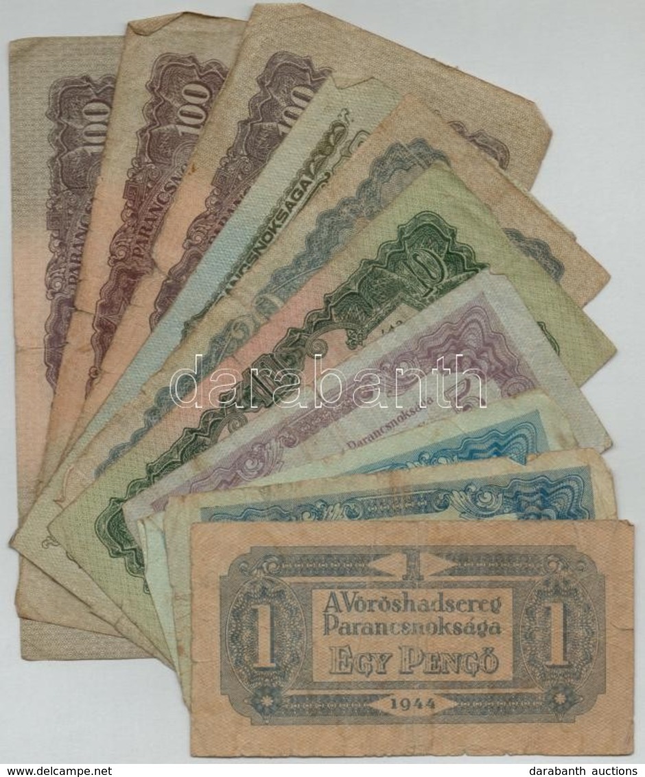 1944. 1P-100P (10x) 'A Vöröshadsereg Parancsnoksága' T:III,III- - Ohne Zuordnung