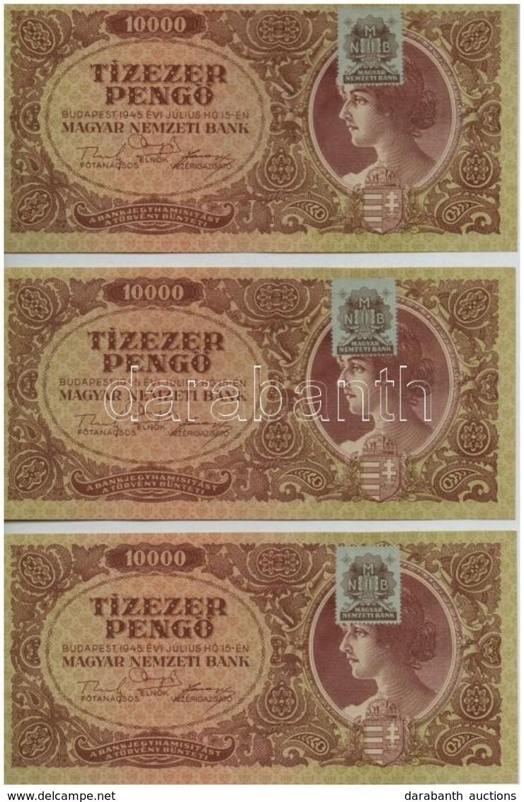 1945. 10.000P (3x) Sorszámkövetők + 1945. 10.000P (5x) Sorszámkövetők T:I-,II - Ohne Zuordnung