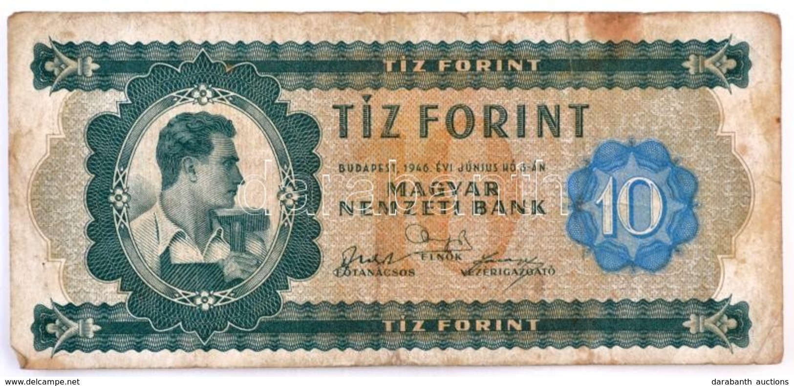 1946. 10Ft 'A192 094562' T:III-
Hungary 1946. 10 Forint 'A192 094562' C:VG 
Adamo F1 - Ohne Zuordnung