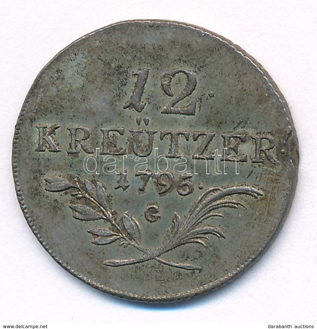 1795G 12kr Ag 'Ferenc' (4,96g) T:2 Ph. / Hungary 1795G 12 Kreuzer Ag 'Francis' (4,96g) C:XF Edge Error 
Huszár: 2011., U - Zonder Classificatie