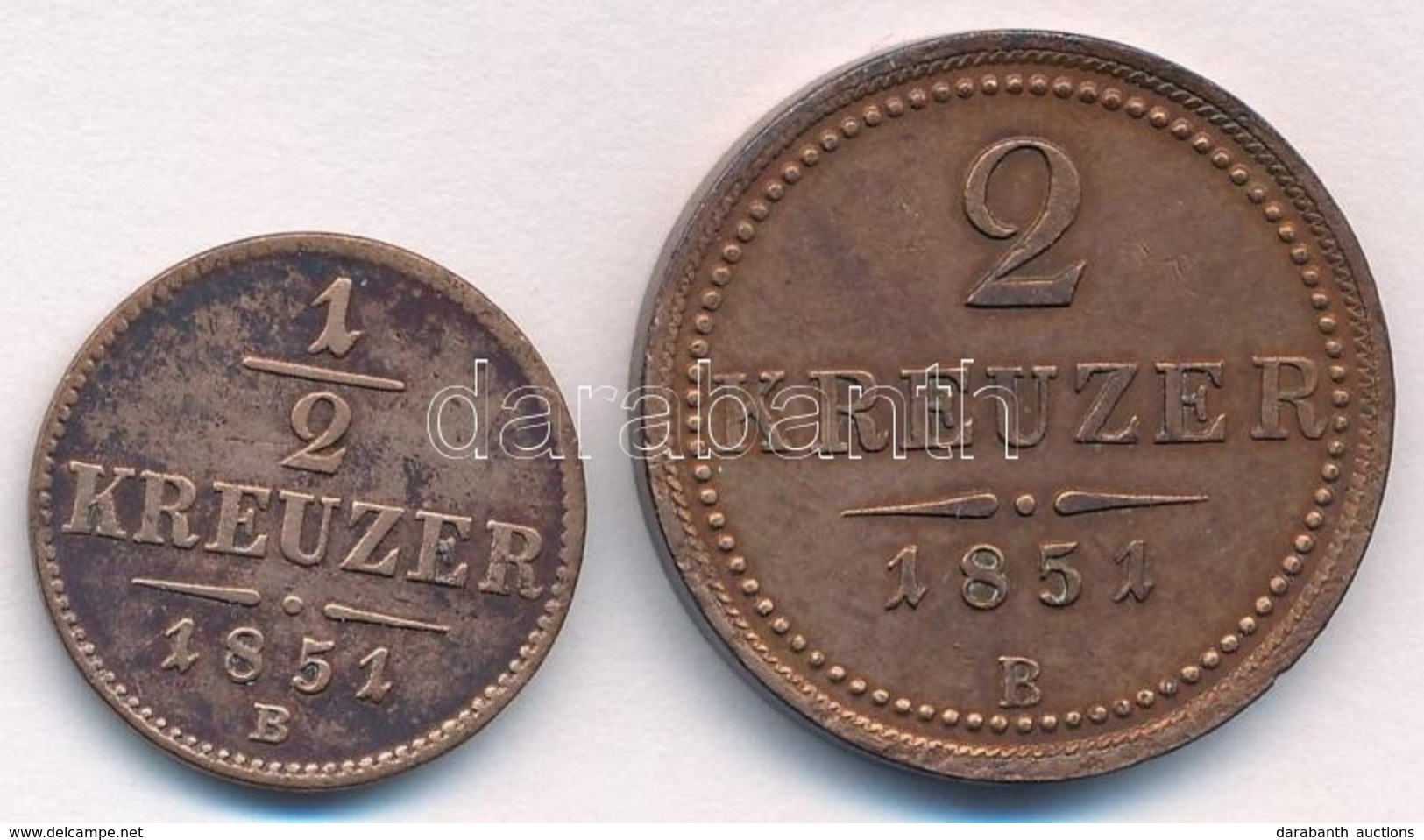 1851B 1/2kr Cu + 2kr Cu T:2,2-,1- - Ohne Zuordnung