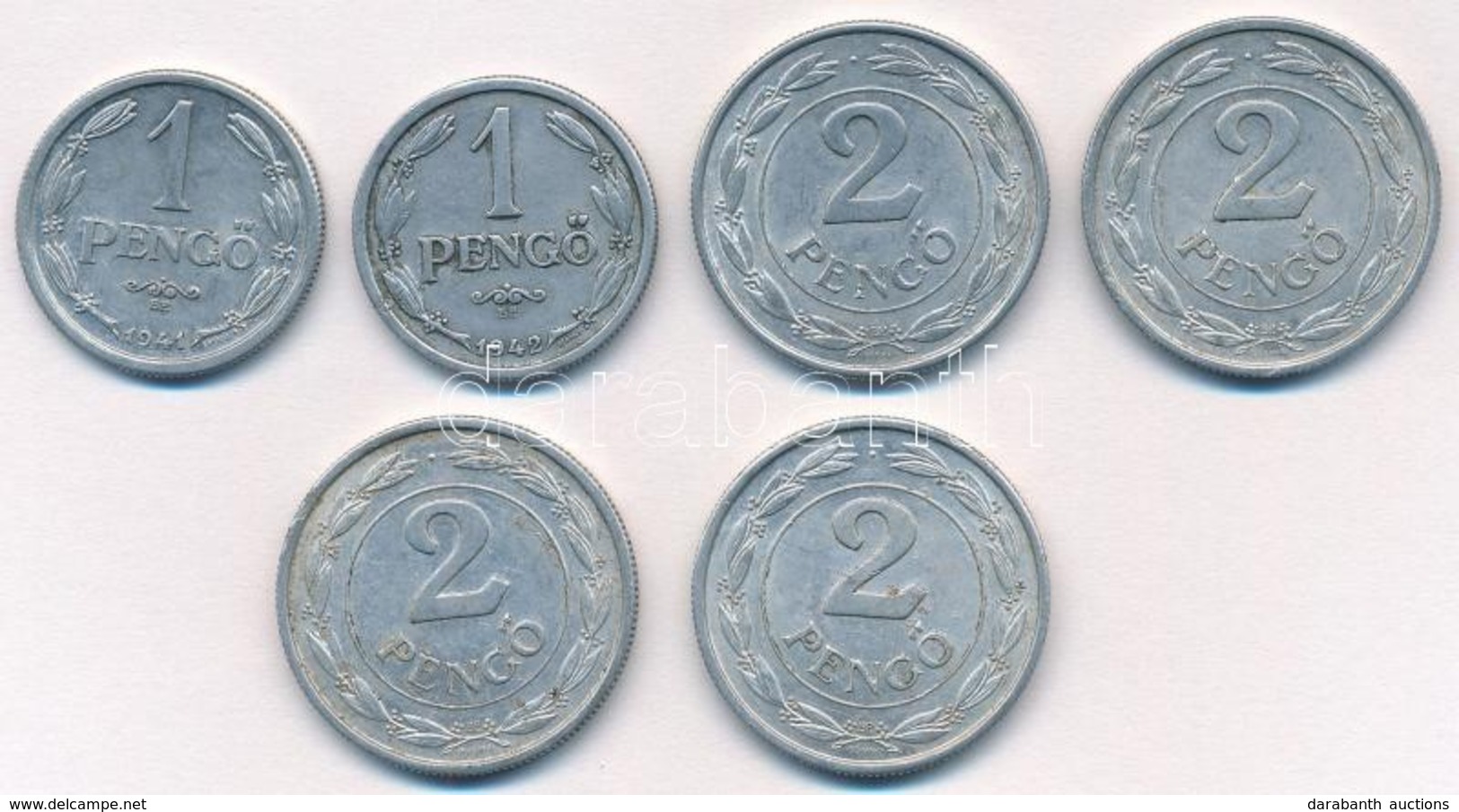 1941-1942. 1P Al (2x) + 1941-1943. 2P Al (4x) T:1-,2 Patina, Ph - Ohne Zuordnung